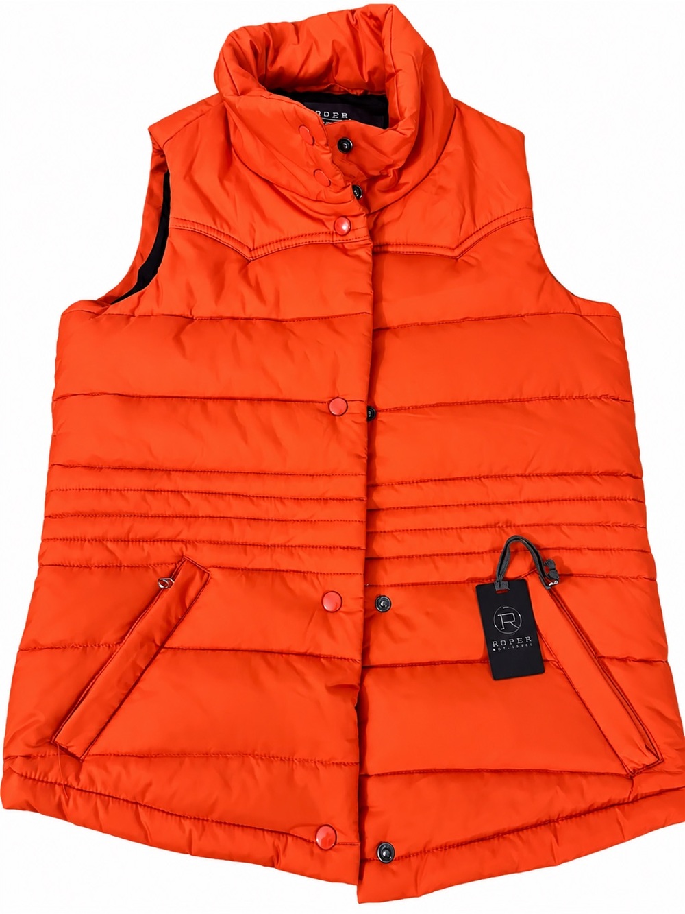 Roper “Wear the West” Kids Bright Orange Quilted Puffer Vest